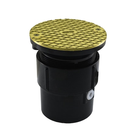 Jones Stephens 3in. x 4in. ABS Pipe Fit Base Cleanout with 3-1/2in. Plastic Spud and 5in. Polished Brass Cover C59220